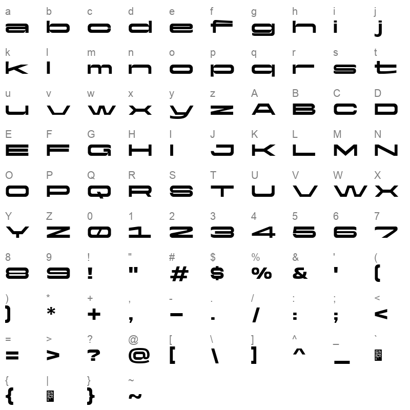 Yapari l ExtraBoldExtended Character Map