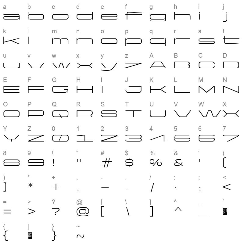 Yapari LightExpanded Character Map