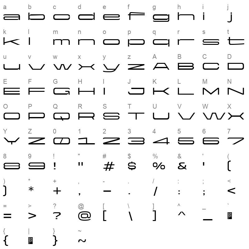 Yapari MediumExpanded Character Map