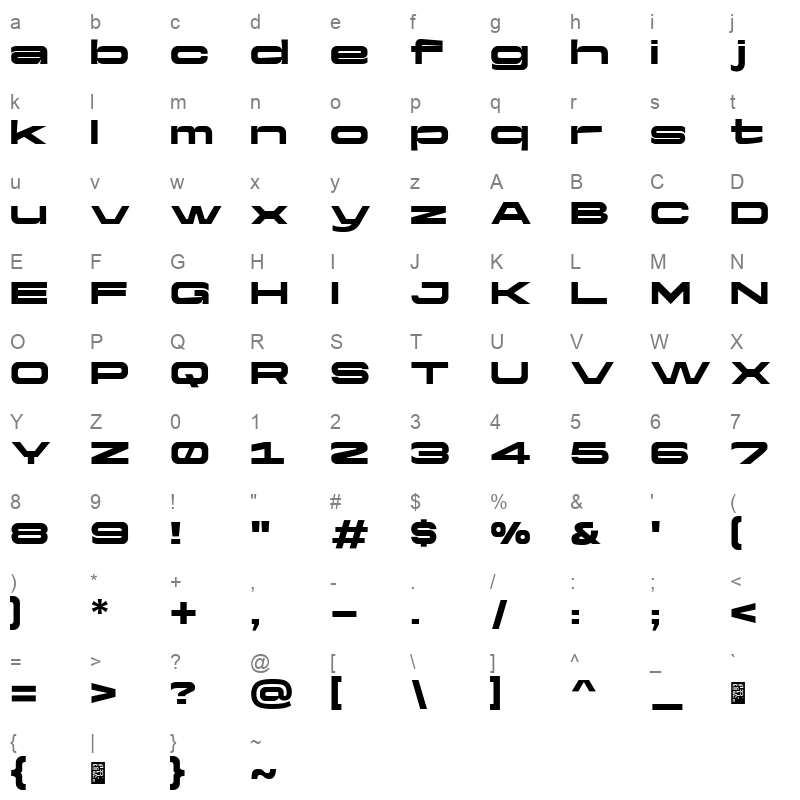 Yapari Ultra Wide Character Map