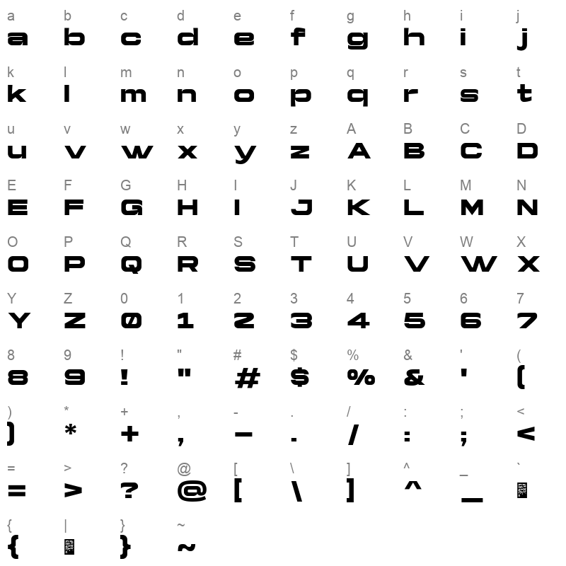 Yapari Ultra Character Map