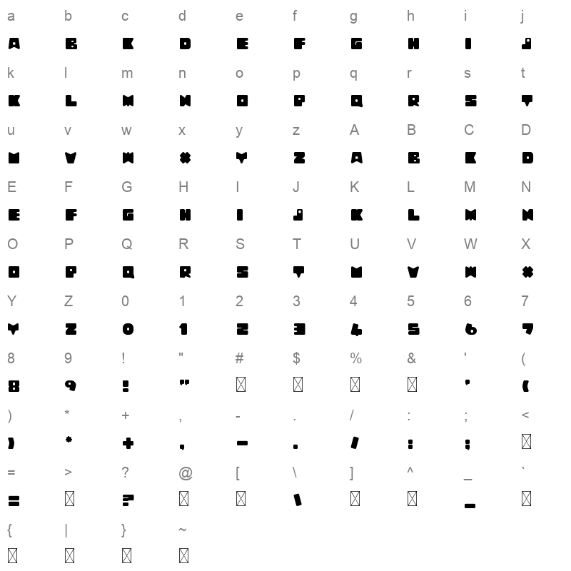 YeniUmut Character Map
