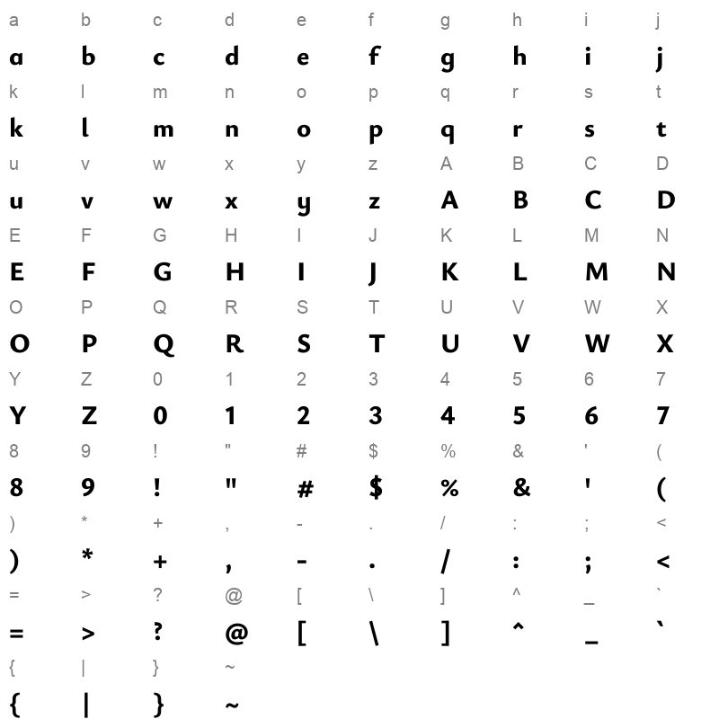 YsabeauInfant ExtraBold Character Map