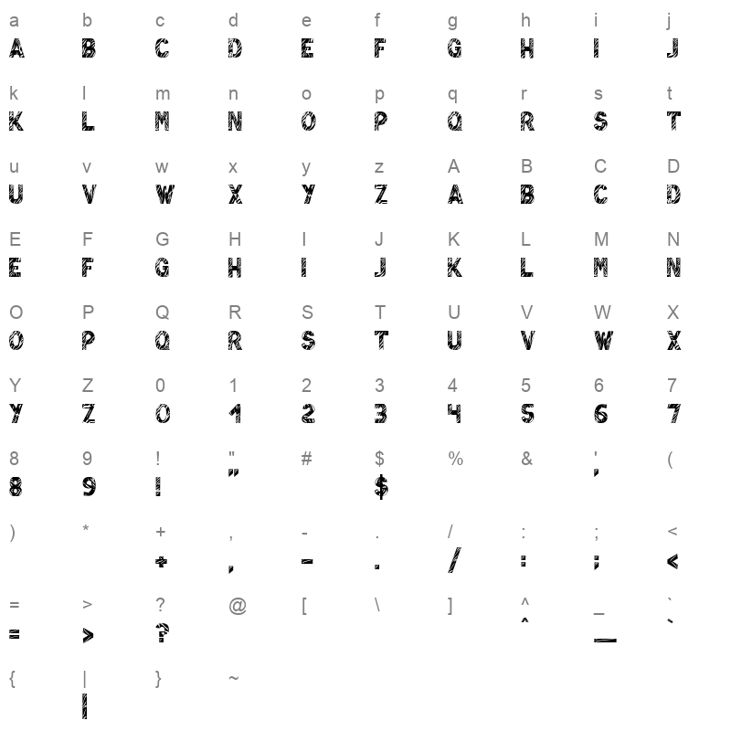 Zebra Lounge Character Map