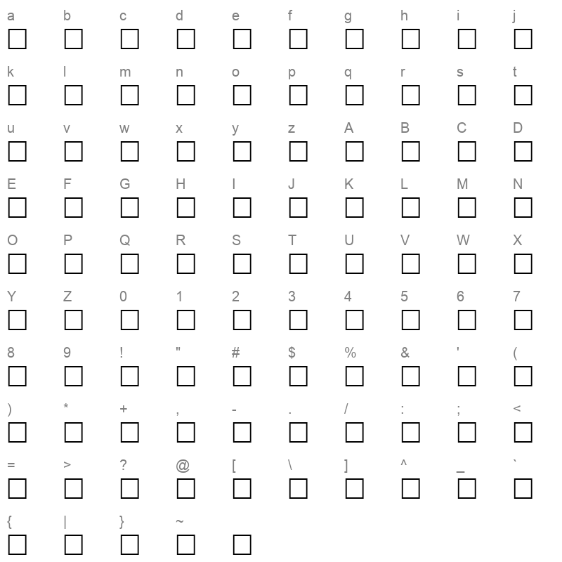 Zokrofi Regular Character Map
