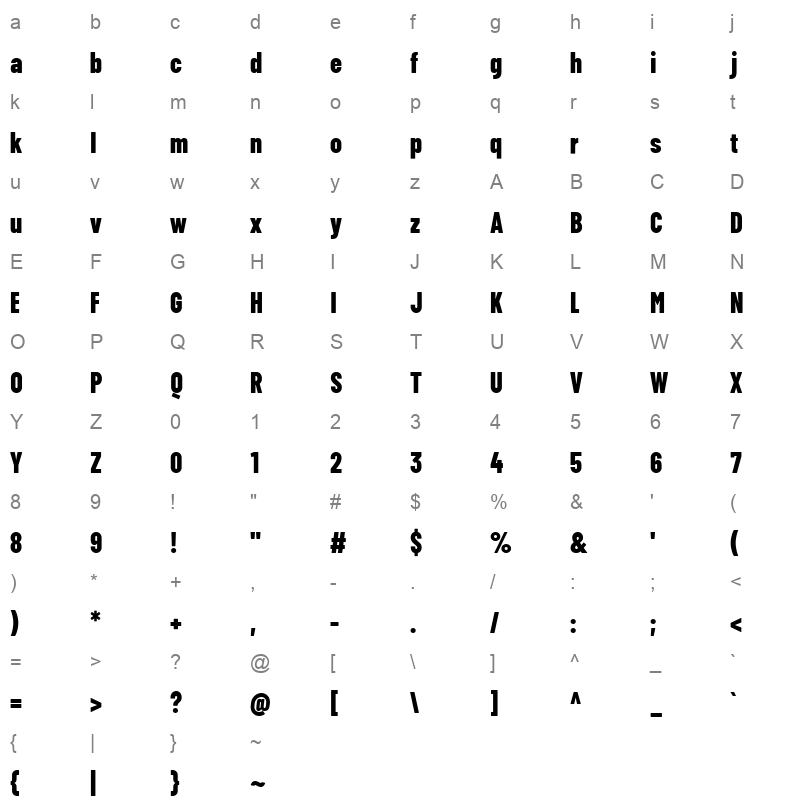 ZTFloogn ExtraBold Character Map