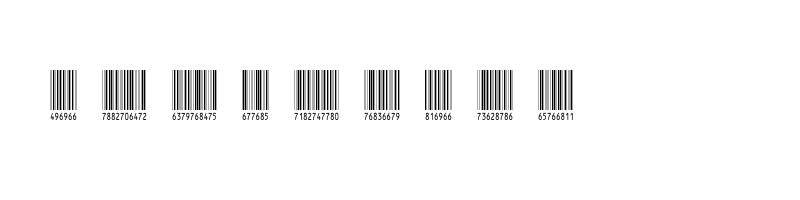 font preview of barcode inthrp72dmtt